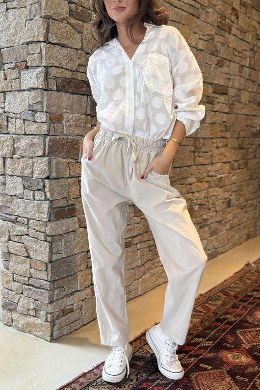 Made in Italy Baby Cord Classic Slim Jogger Stone /17 =